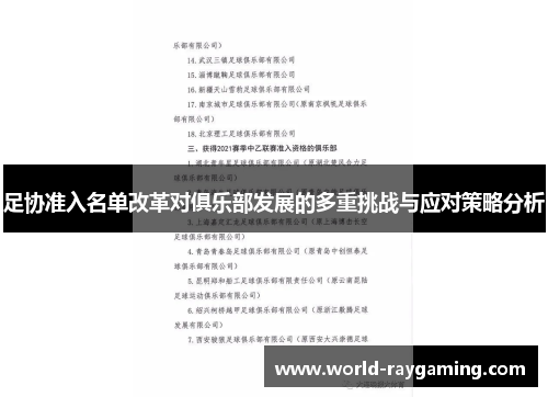 足协准入名单改革对俱乐部发展的多重挑战与应对策略分析